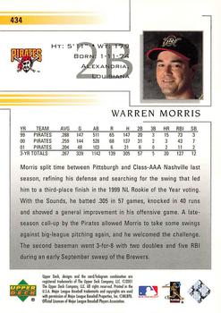 2002 Upper Deck #434 Warren Morris Back