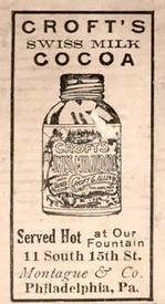 1909 Croft's Cocoa E92 #NNO Johnny Siegle Back