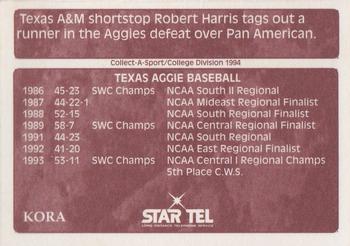 1995 Collect-A-Sport Texas A&M Aggies #NNO Robert Harris Back