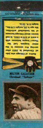 1934 Diamond Matchbooks (U1) #NNO Milton Galatzer Front