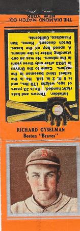 1934 Diamond Matchbooks (U1) #NNO Richard Gyselman Front