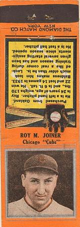 1934 Diamond Matchbooks (U1) #NNO Roy M. Joiner Front