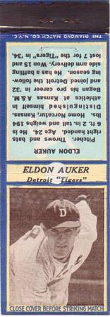 1935-36 Diamond Matchbooks (U3-1) #NNO Elden Auker Front