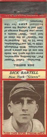 1935-36 Diamond Matchbooks (U3-1) #NNO Dick Bartell Front