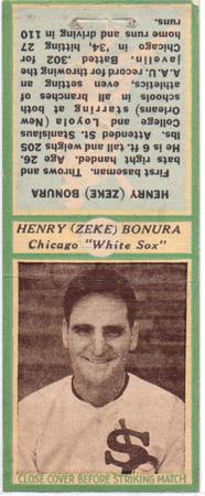 1935-36 Diamond Matchbooks (U3-1) #NNO Henry (Zeke) Bonura Front