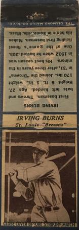 1935-36 Diamond Matchbooks (U3-1) #NNO Irving Burns Front