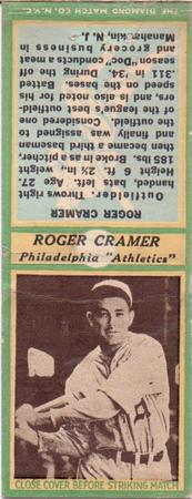 1935-36 Diamond Matchbooks (U3-1) #NNO Roger Cramer Front