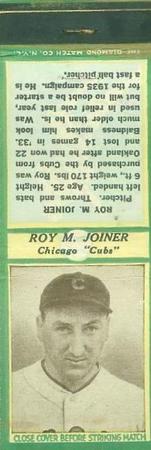 1935-36 Diamond Matchbooks (U3-1) #NNO Roy M. Joiner Front