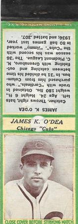 1935-36 Diamond Matchbooks (U3-1) #NNO James O'Dea Front