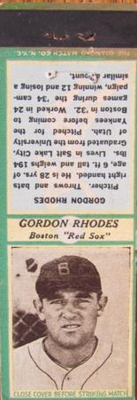 1935-36 Diamond Matchbooks (U3-1) #NNO Gordon Rhodes Front