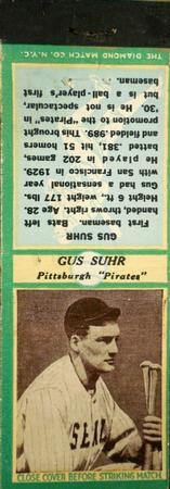 1935-36 Diamond Matchbooks (U3-1) #NNO Gus Suhr Front