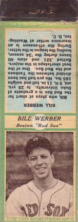 1935-36 Diamond Matchbooks (U3-1) #NNO Bill Werber Front