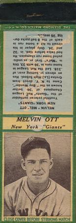 1936 Diamond Matchbooks (U4) #NNO Melvin Ott Front