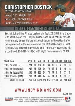 2017 Choice Indianapolis Indians #02 Christopher Bostick Back