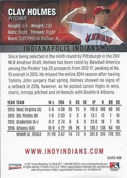 2017 Choice Indianapolis Indians #08 Clay Holmes Back
