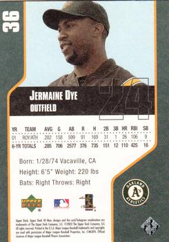 2002 Upper Deck 40-Man #36 Jermaine Dye Back