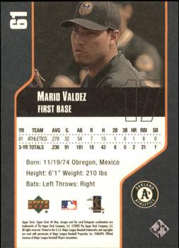 2002 Upper Deck 40-Man #61 Mario Valdez Back