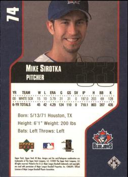 2002 Upper Deck 40-Man #74 Mike Sirotka Back