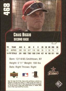 2002 Upper Deck 40-Man #468 Craig Biggio Back