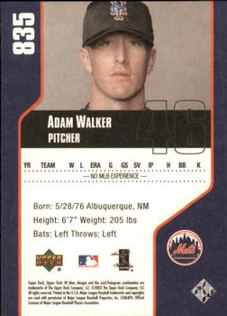 2002 Upper Deck 40-Man #835 Adam Walker Back