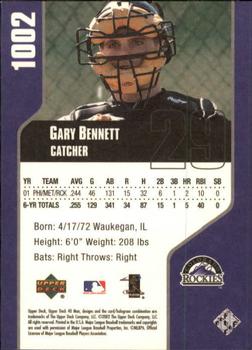 2002 Upper Deck 40-Man #1002 Gary Bennett Back