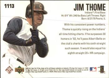 2002 Upper Deck 40-Man #1113 Jim Thome Back