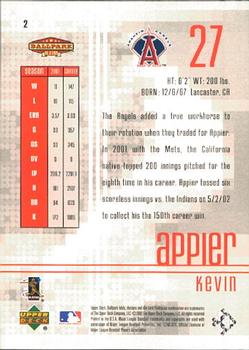 2002 Upper Deck Ballpark Idols #2 Kevin Appier Back