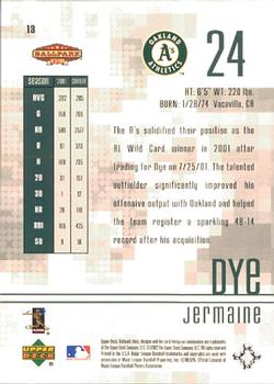 2002 Upper Deck Ballpark Idols #13 Jermaine Dye Back