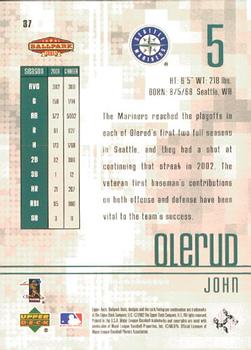 2002 Upper Deck Ballpark Idols #37 John Olerud Back