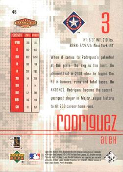 2002 Upper Deck Ballpark Idols #46 Alex Rodriguez Back