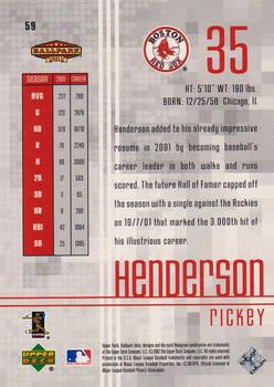 2002 Upper Deck Ballpark Idols #59 Rickey Henderson Back