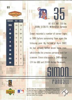 2002 Upper Deck Ballpark Idols #69 Randall Simon Back