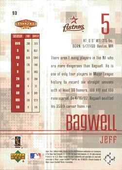 2002 Upper Deck Ballpark Idols #93 Jeff Bagwell Back