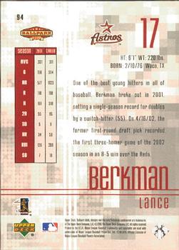 2002 Upper Deck Ballpark Idols #94 Lance Berkman Back