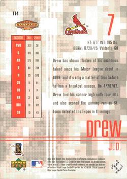 2002 Upper Deck Ballpark Idols #114 J.D. Drew Back
