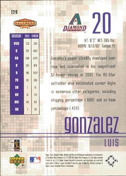 2002 Upper Deck Ballpark Idols #129 Luis Gonzalez Back