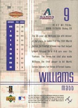 2002 Upper Deck Ballpark Idols #131 Matt Williams Back
