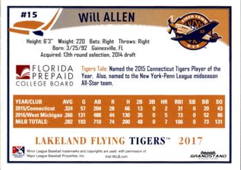 2017 Grandstand Lakeland Flying Tigers #NNO Will Allen Back