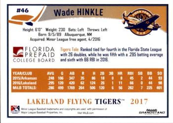 2017 Grandstand Lakeland Flying Tigers #NNO Wade Hinkle Back