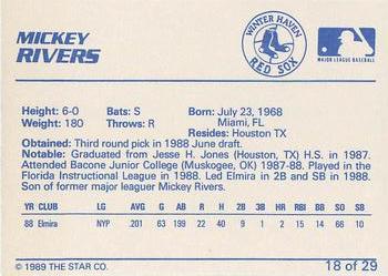 1989 Star Winter Haven Red Sox - Platinum #18 Mickey Rivers Jr. Back