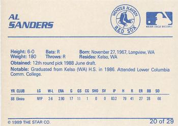 1989 Star Winter Haven Red Sox - Platinum #20 Al Sanders Back