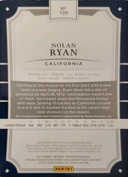 2017 Panini National Treasures #139 Nolan Ryan Back