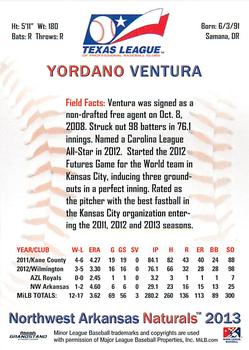 2013 Grandstand Texas League Top Prospects #NNO Yordano Ventura Back