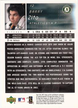 2002 Upper Deck MVP #12 Barry Zito Back