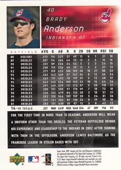 2002 Upper Deck MVP #40 Brady Anderson Back