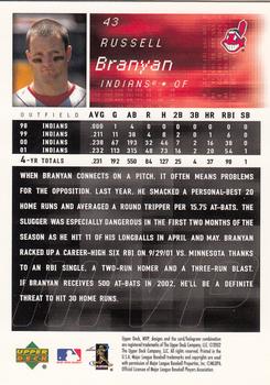 2002 Upper Deck MVP #43 Russell Branyan Back