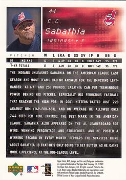 2002 Upper Deck MVP #44 C.C. Sabathia Back
