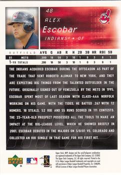 2002 Upper Deck MVP #48 Alex Escobar Back