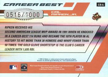 2004 Donruss Elite - Career Best #CB-6 Cal Ripken Jr. Back