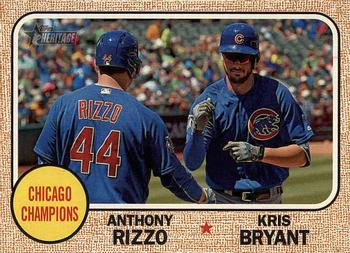 2017 Topps Heritage - Combo Cards #CC-1 Chicago Champions (Anthony Rizzo / Kris Bryant) Front